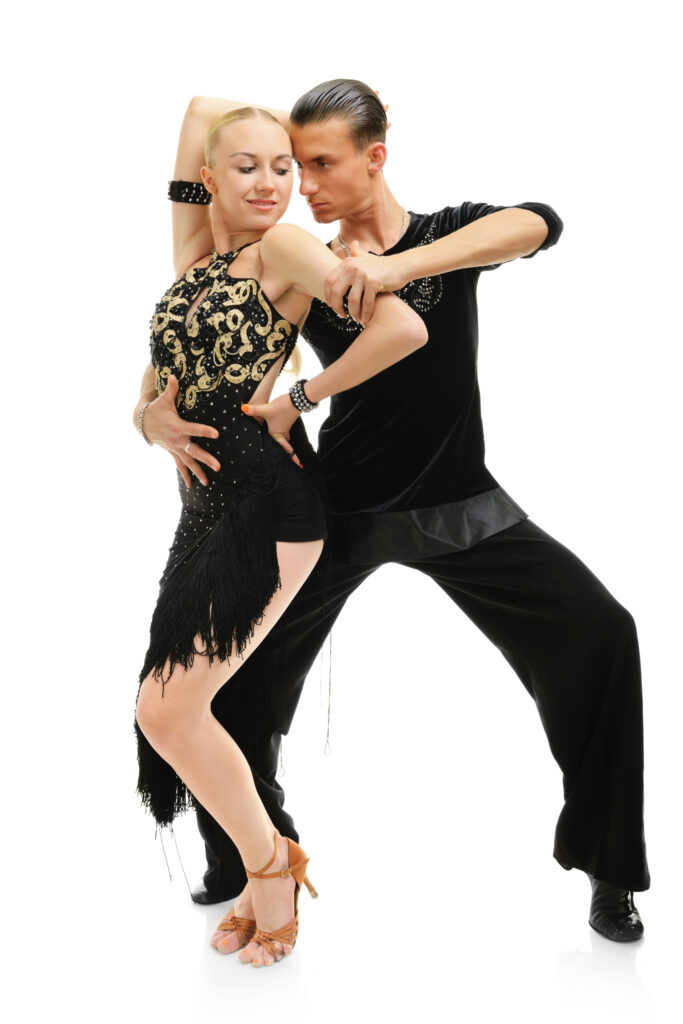 Couple dancing romantic Rumba during a private Latin dance lesson