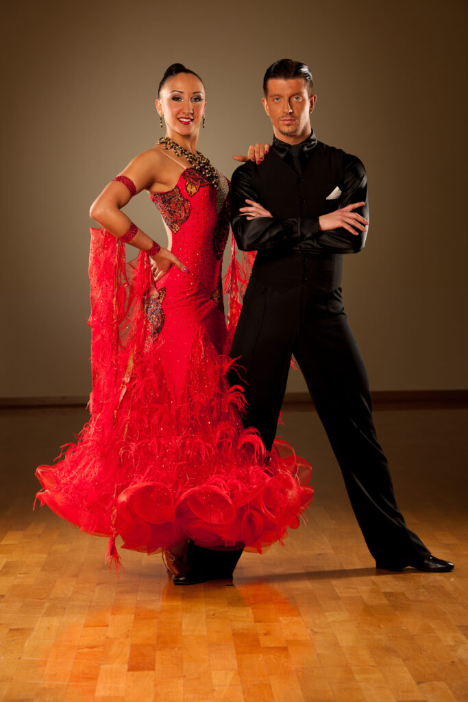 Romantic moment between a couple dancing in a dance class